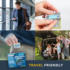 CALMOUR compact 10-strip pack fits into pockets for away-from-home use