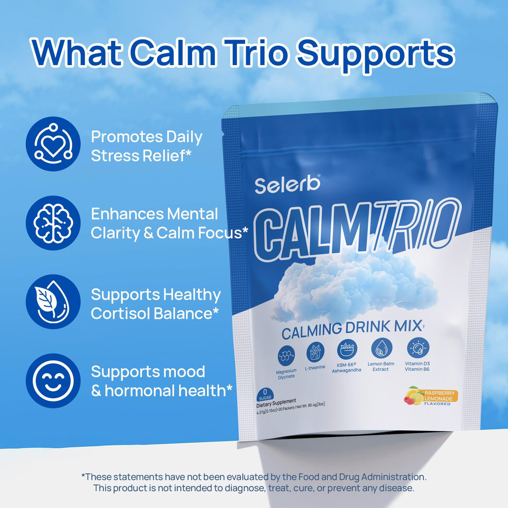 CalmTrio ingredients Ashwagandha Lemon Balm and L-Theanine