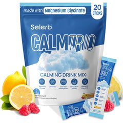 CalmTrio Raspberry Lemon Magnesium Glycinate powder 20 count hero image