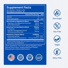Back of CalmTrio packaging with nutrition and ingredients