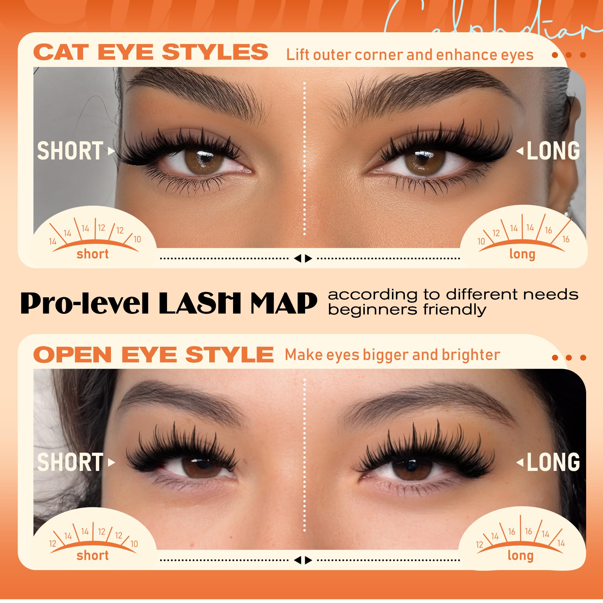 Calphdiar Manga Lash Clusters 10mm for tight lift at outer corners.