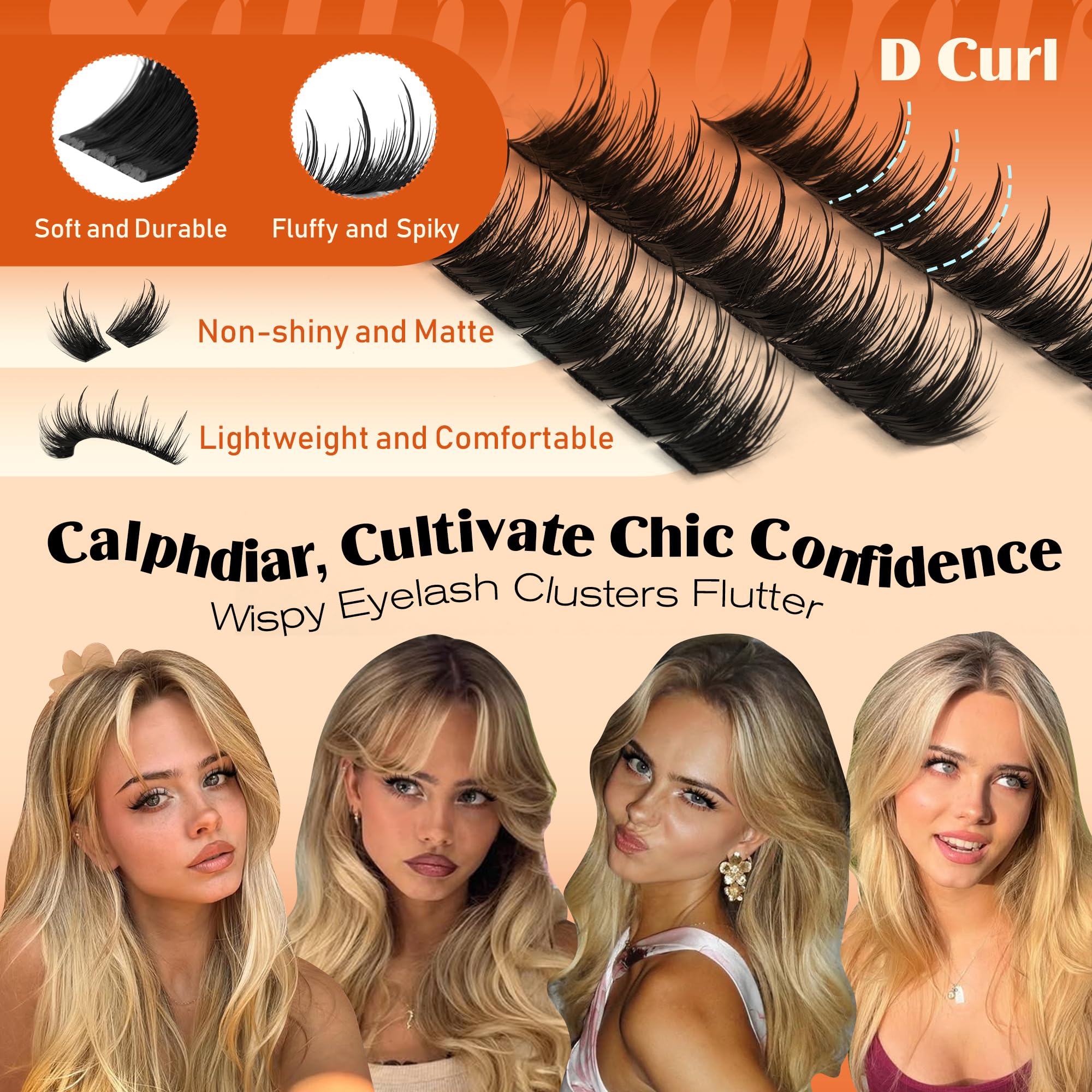 Calphdiar Manga Lash Clusters 14mm for dramatic cat-eye elongation.