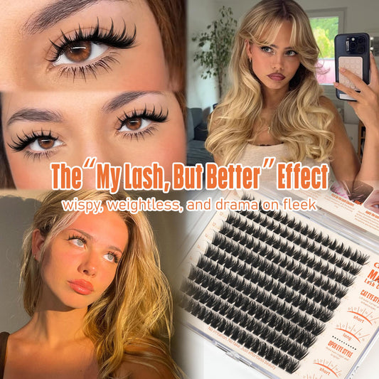 Calphdiar Manga Lash Clusters arranged for an open-eye look to brighten eyes