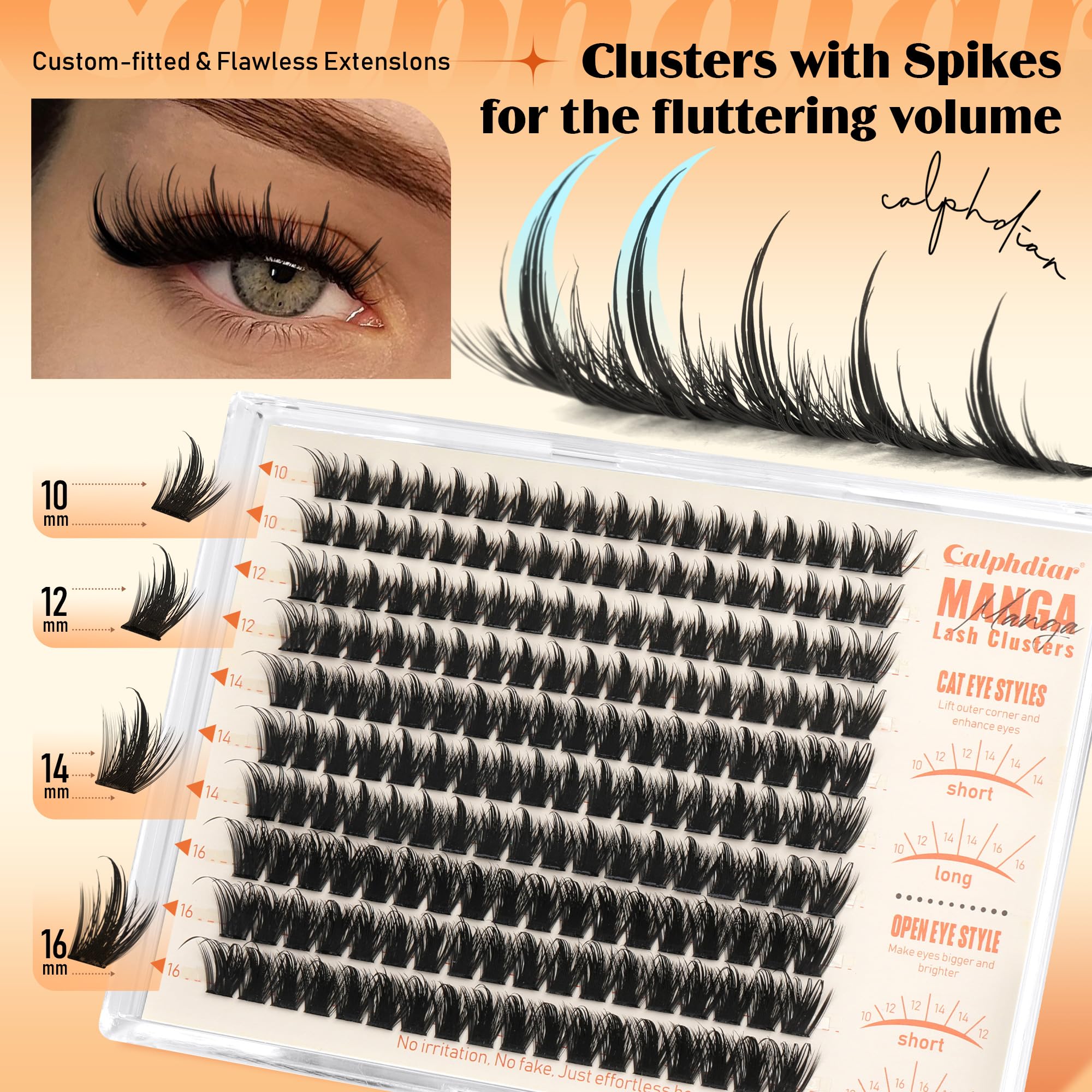 Close-up of Wispy Volume manga lash clusters for bold, fluttery lashes