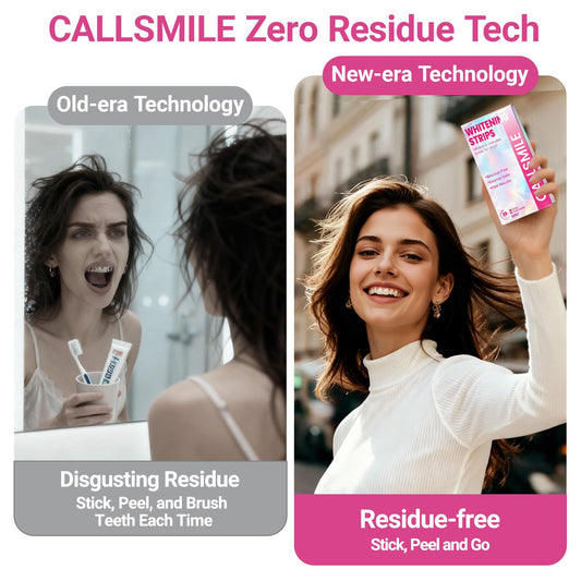 Applying CALLSMILE whitening strips to teeth