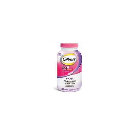 Bottle of Caltrate 600mg + D3 with Minerals calcium and vitamin D3 supplement, 320 count