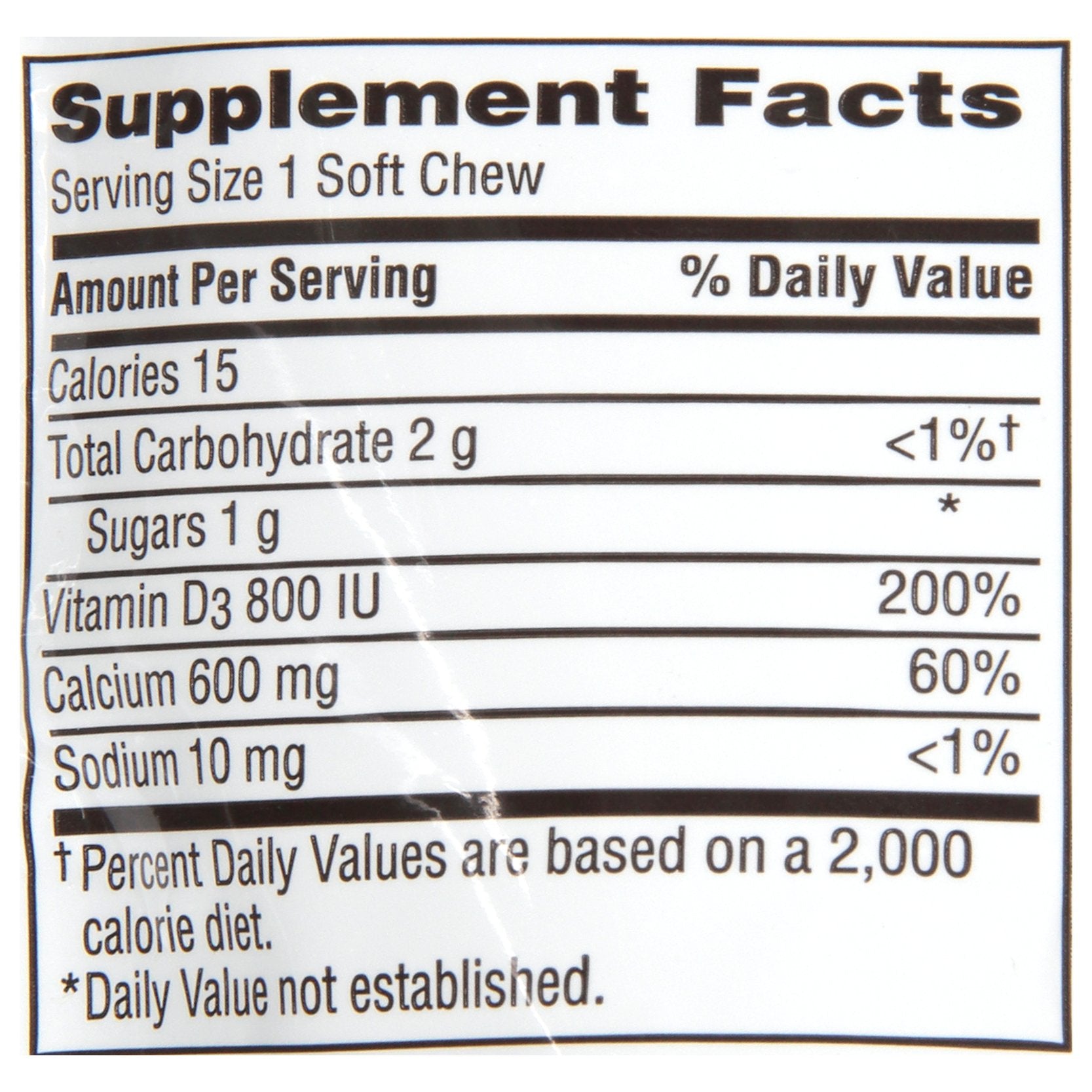 Close-up packaging image of Caltrate 600+D3 Soft Chews