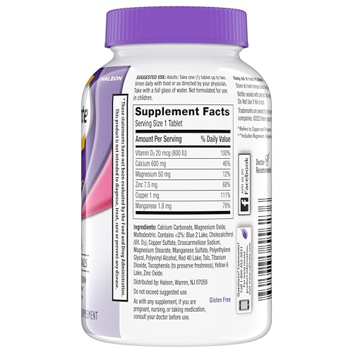 Back view of Caltrate bottle with supplement facts