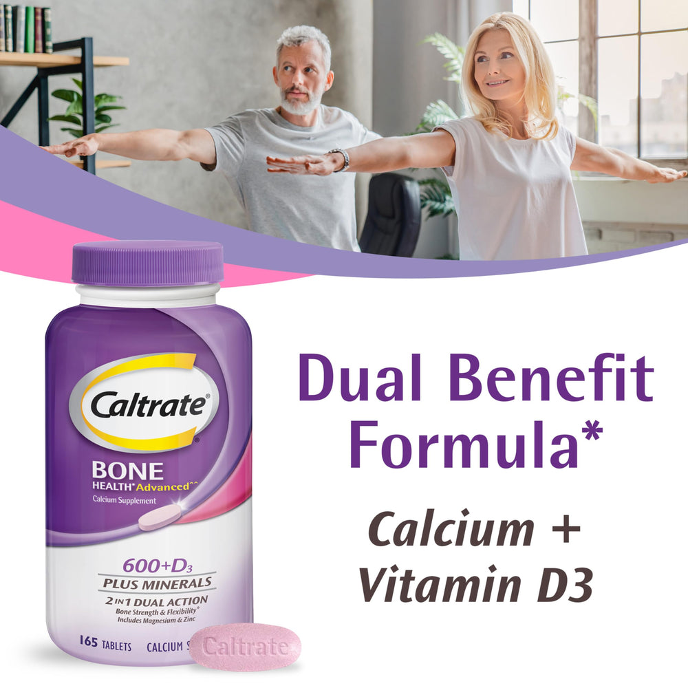 Label detailing calcium 600 mg and vitamin D3 20 mcg per tablet