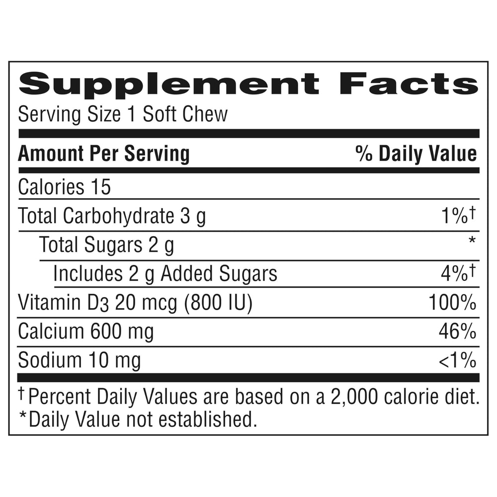 Dietary supplement label for calcium and vitamin D product