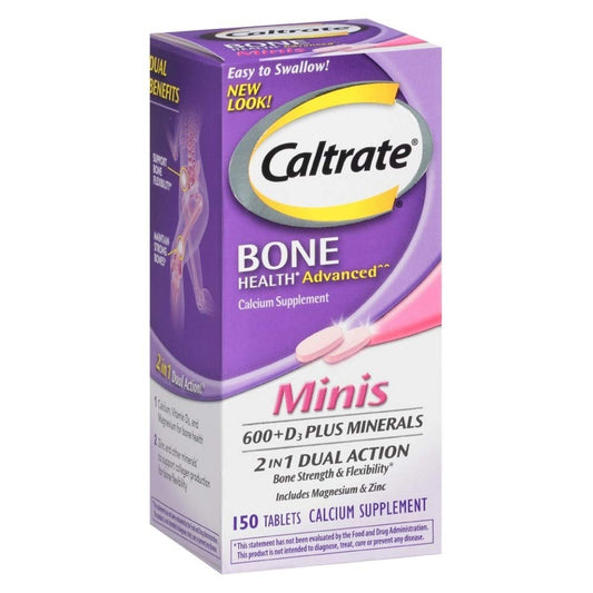 Caltrate 600+D3 Plus Minerals Mini Calcium & Vitamin D3 Supplement Mini Tablet bottle