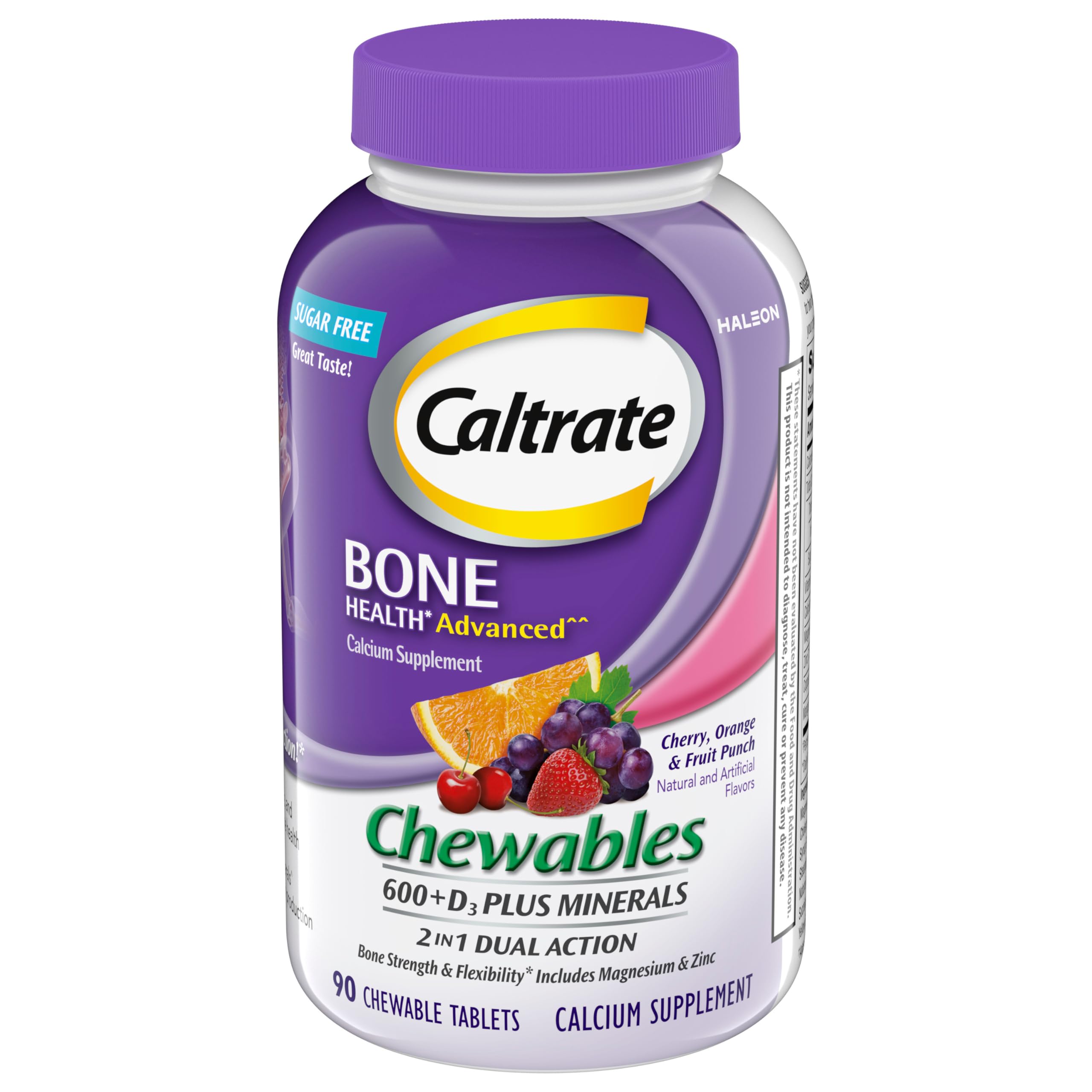 Caltrate 600+D3 Plus Minerals bottle front with sugar free label