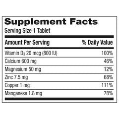 Back packaging with supplement facts