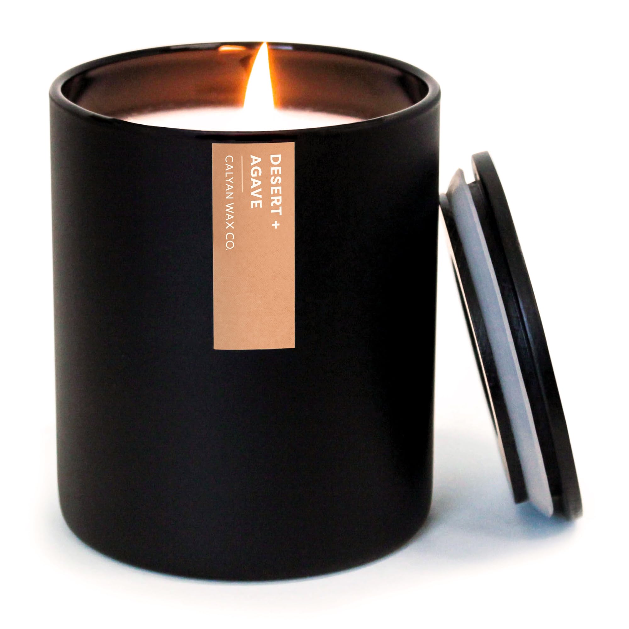 Calyan Wax Co Desert & Agave Candle in black tumbler - front view