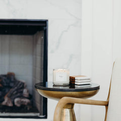 Calyan Wax Aspen & Fog candle burning with clean burn