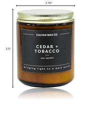 Calyan Wax Co logo on amber candle jar