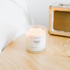 Room setting featuring Calyan Wax Co Desert & Agave candle in a living space.