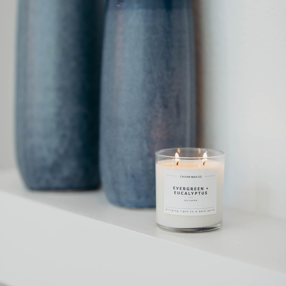 Close-up of dual wicks in the candle