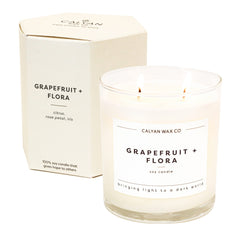 Grapefruit & Flora 2-wick candle in large clear glass jar (8.8oz)