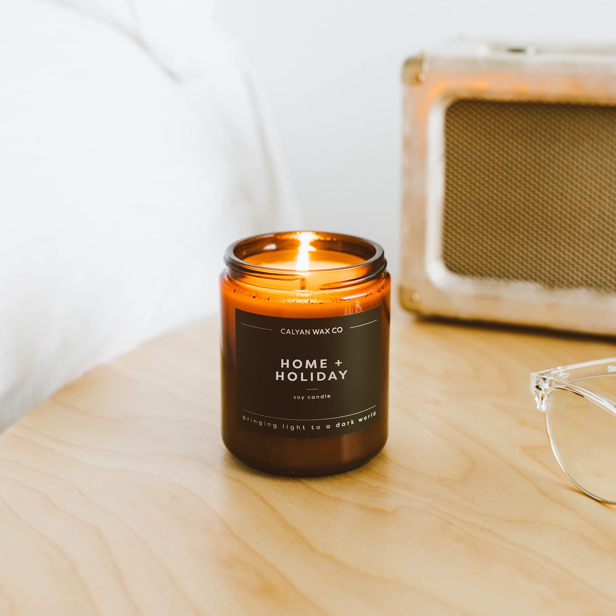 7.2oz candle with 57-hour burn time in amber jar.