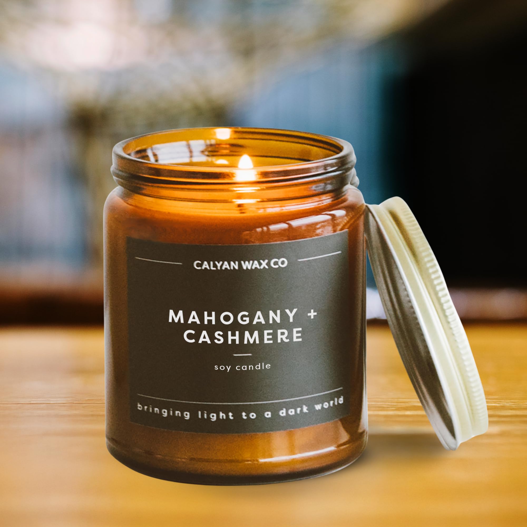 Hand-poured in the USA label on the candle