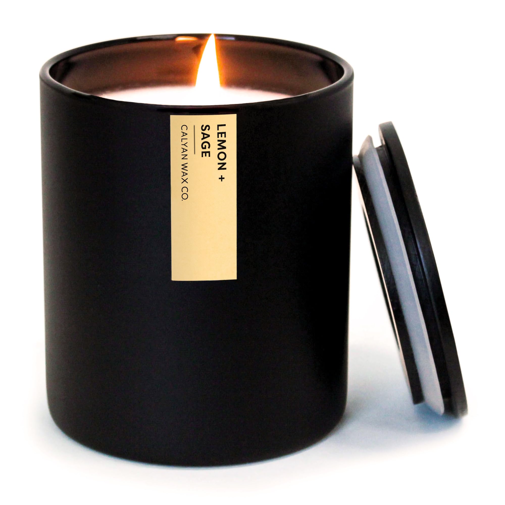 Calyan Wax Co. Passionfruit & Ginger candle in matte black 10.2oz tumbler jar