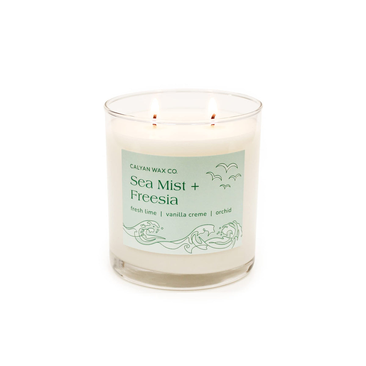 Hero image of Calyan Wax Co. Sea Mist & Freesia 8.8oz 2-wick candle