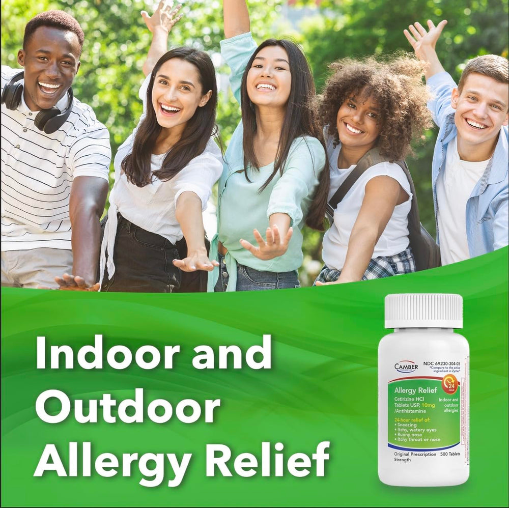 Camber Cetirizine tablets for discreet daily use with reliable relief.