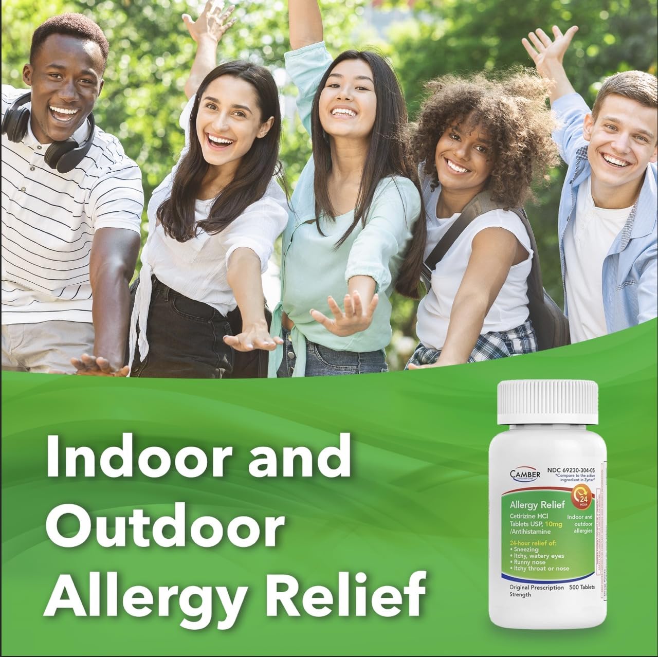 Camber Cetirizine tablets for discreet daily use with reliable relief.