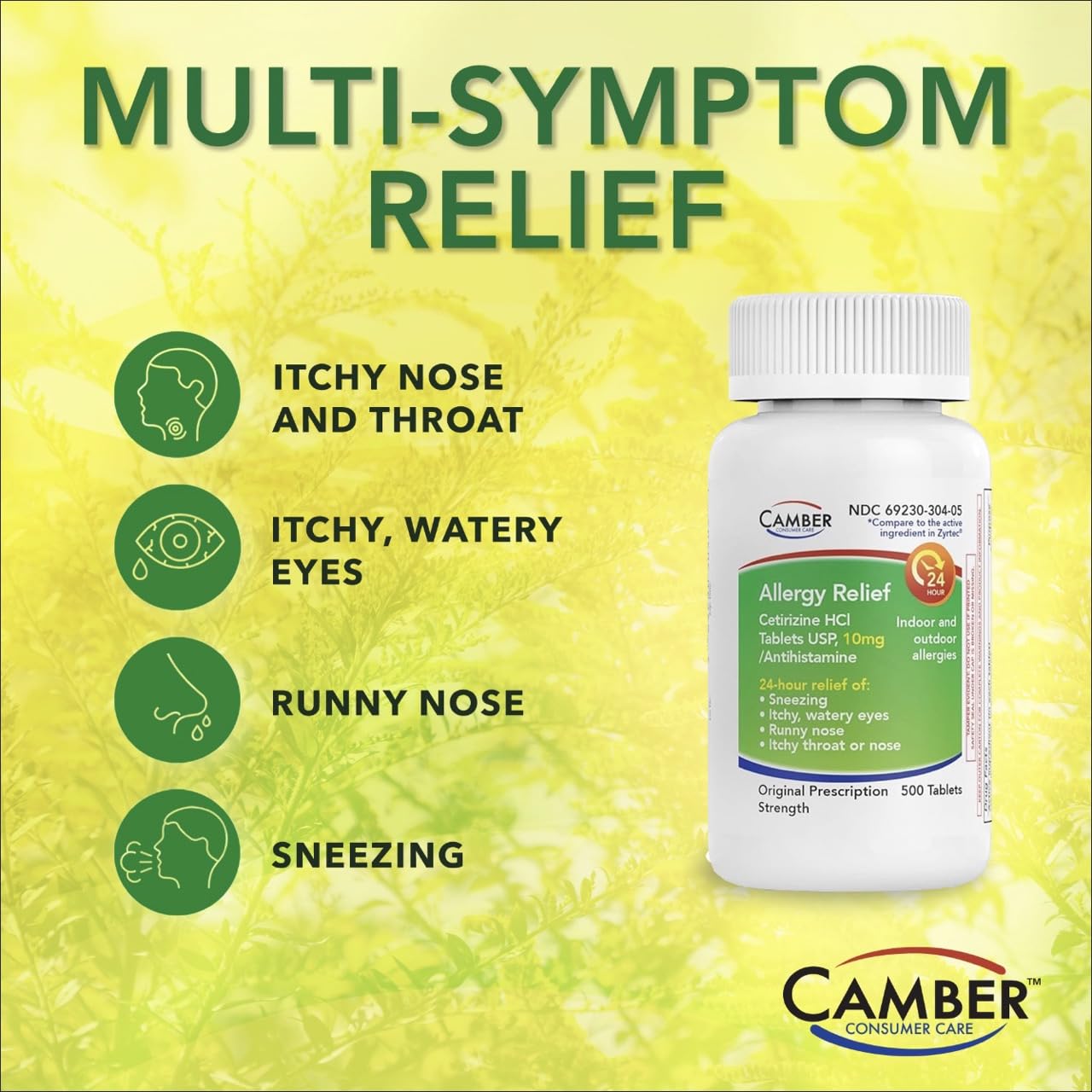 Camber Cetirizine tablets perfect for outdoor activities and allergy relief.