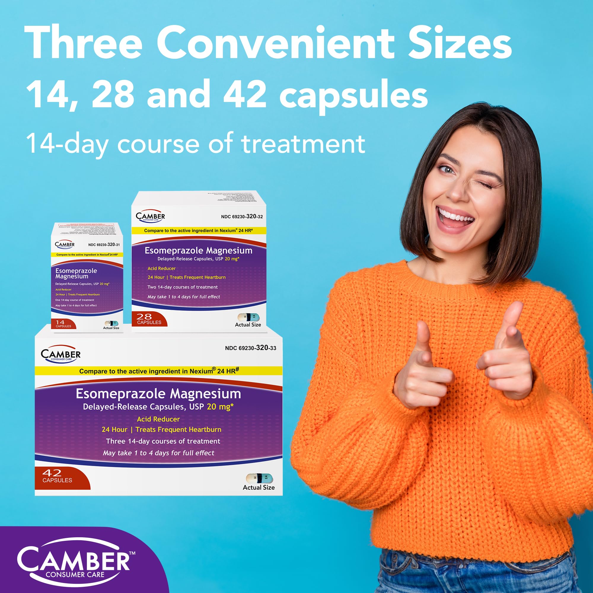 Camber Esomeprazole medicine cabinet setup implies routine heartburn management