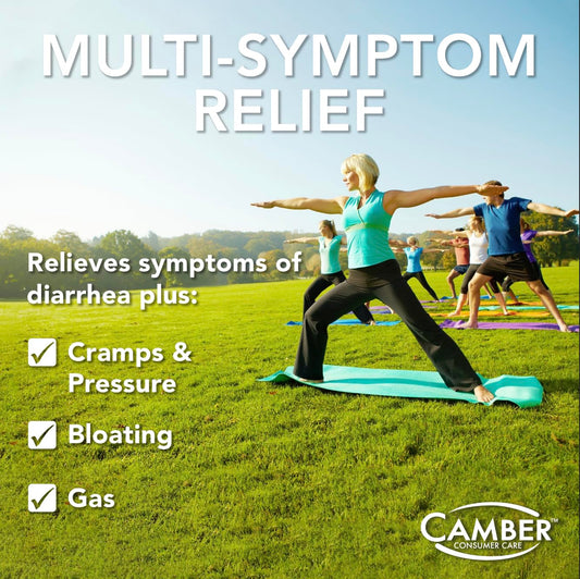 Camber Pharmaceuticals multi-symptom tablets blister-pack close-up highlighting portability.