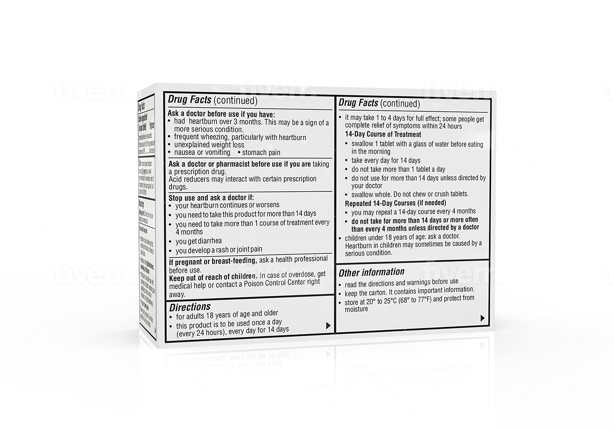 Camber Omeprazole 14-day treatment guide illustration.