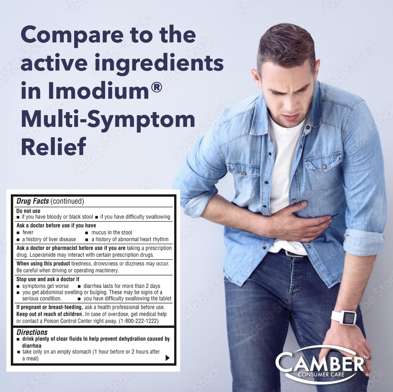 Camber Pharmaceuticals label detail with active ingredients and dosing information for clarity.