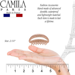 Camila Paris CP3078 beige clip close-up highlighting durable spring details.