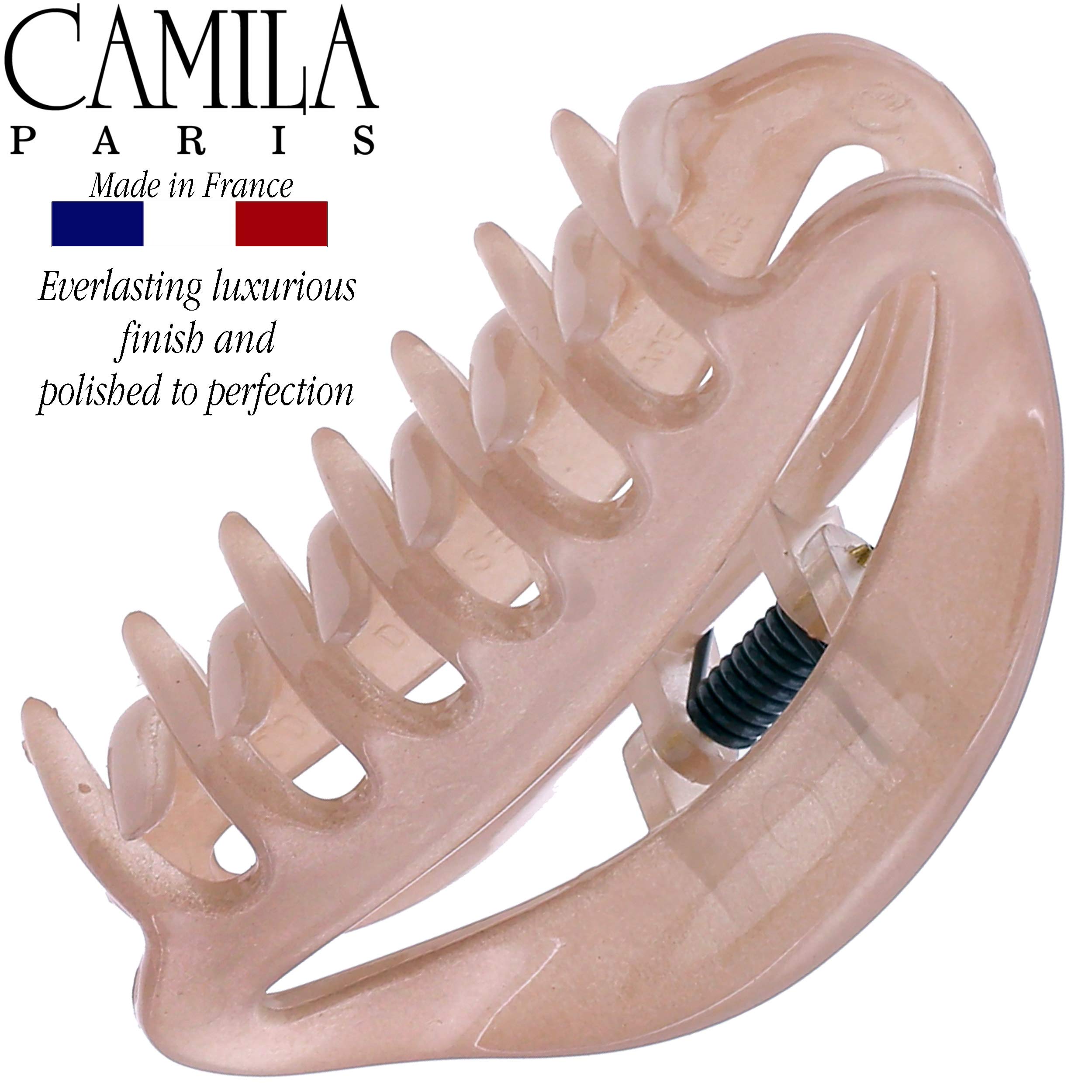 Camila Paris CP3078 beige butterfly clip side view with comfortable hold.