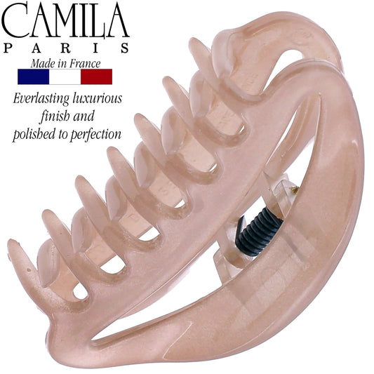 Camila Paris CP3078 beige butterfly clip side view with comfortable hold.