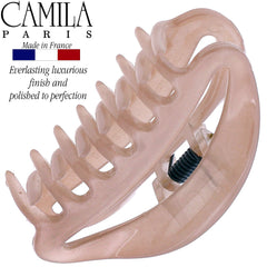 Camila Paris CP3078 beige butterfly clip side view with comfortable hold.