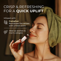 Camphor essential oil roll-on travel size in use