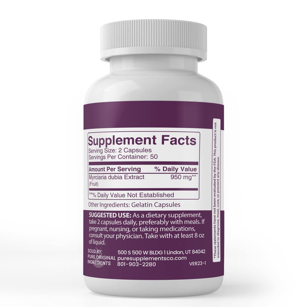 Single-ingredient Camu Camu Berry capsules display