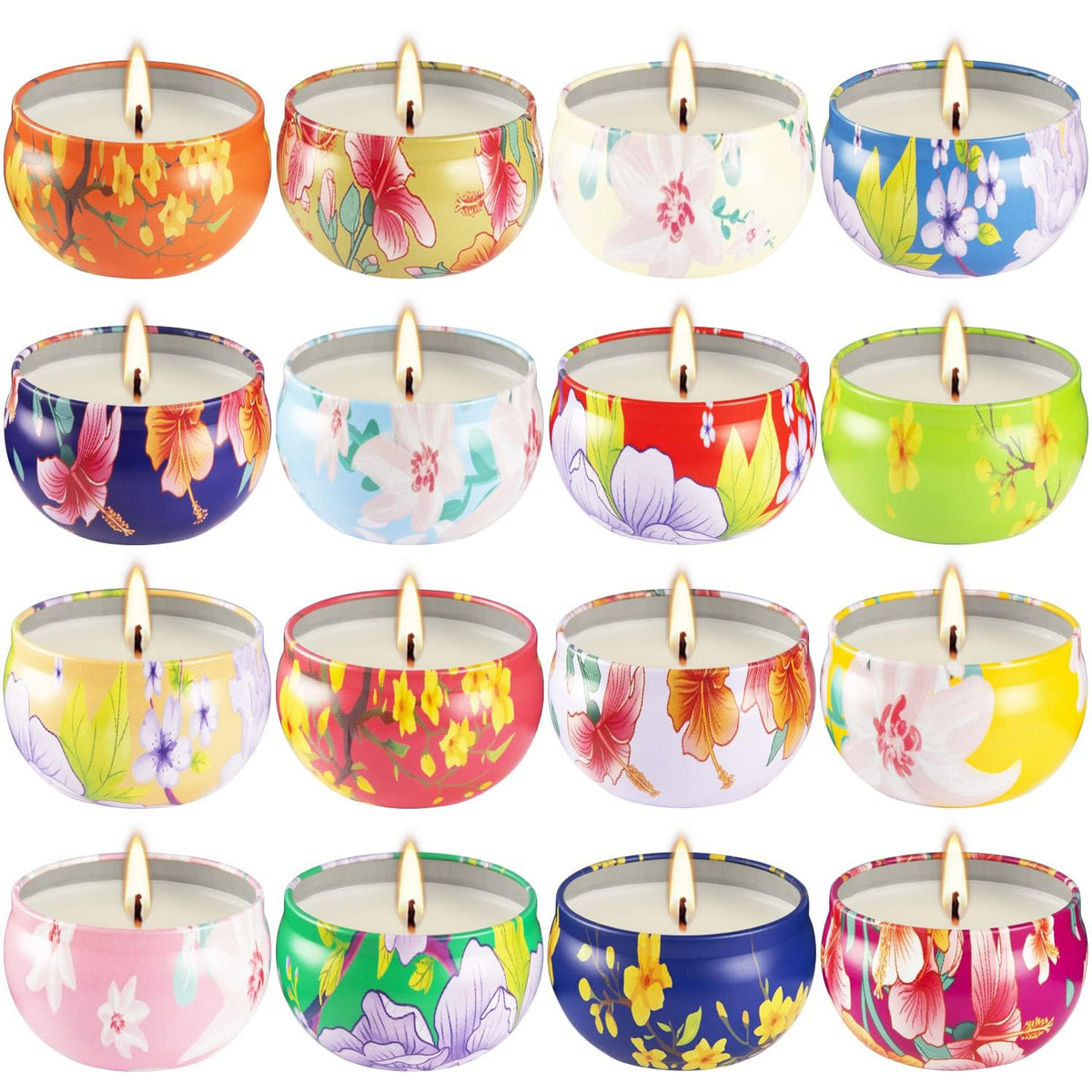 Candle tin with floral pattern design – decorative 2.5oz candle (image 1)