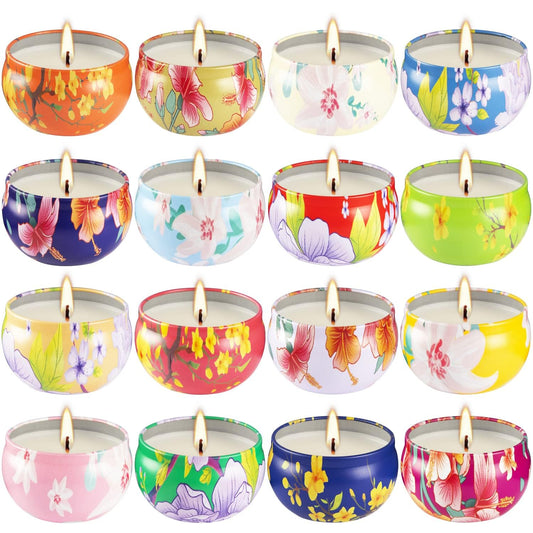 Candle tin with floral pattern design – decorative 2.5oz candle (image 1)