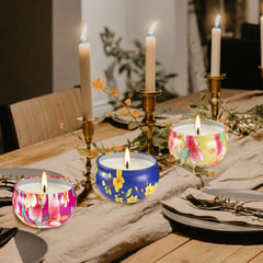 Flower-pattern candle tin from 16-pack set – home decor (image 3)
