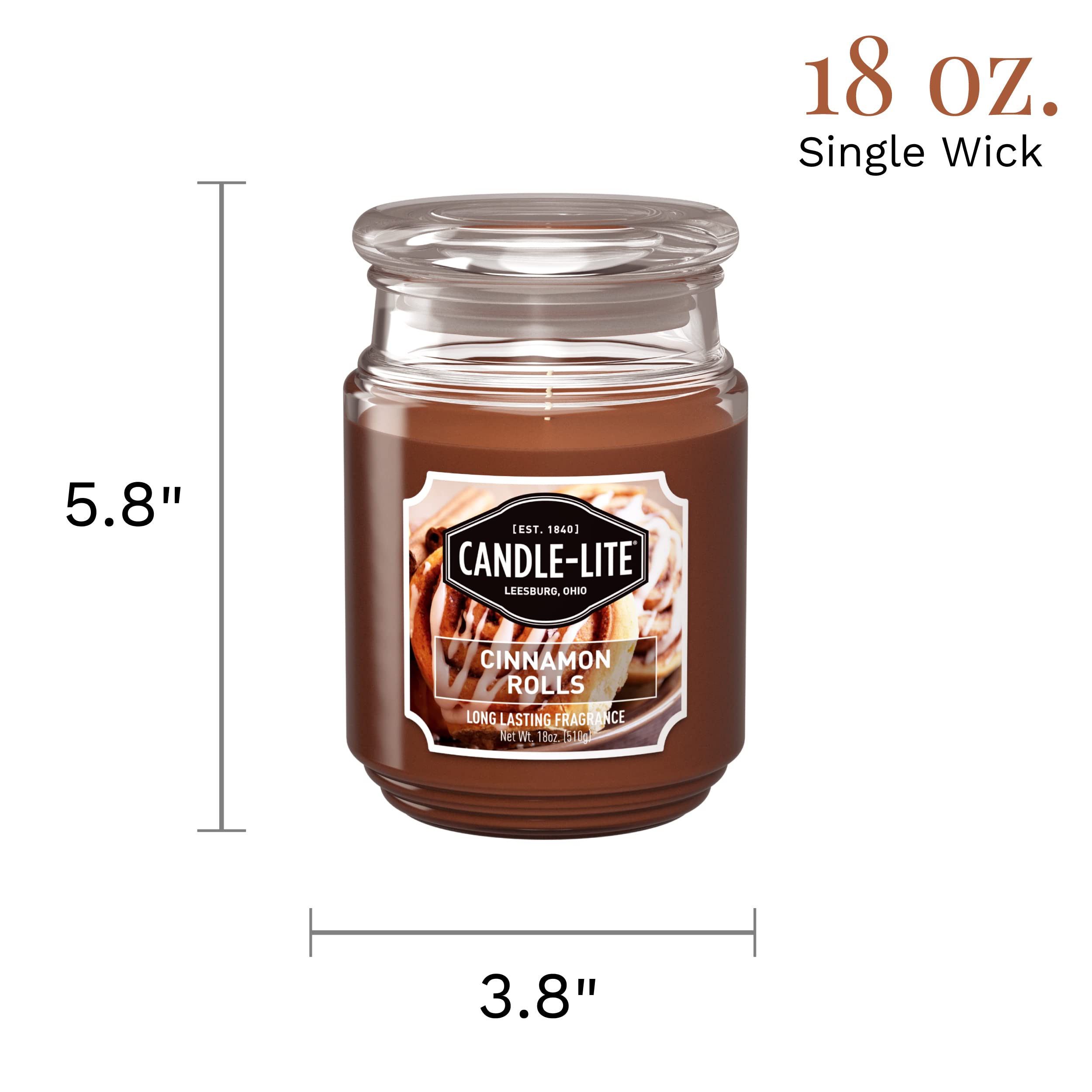 Brown Candle-Lite Cinnamon Rolls 18 oz with wick close-up