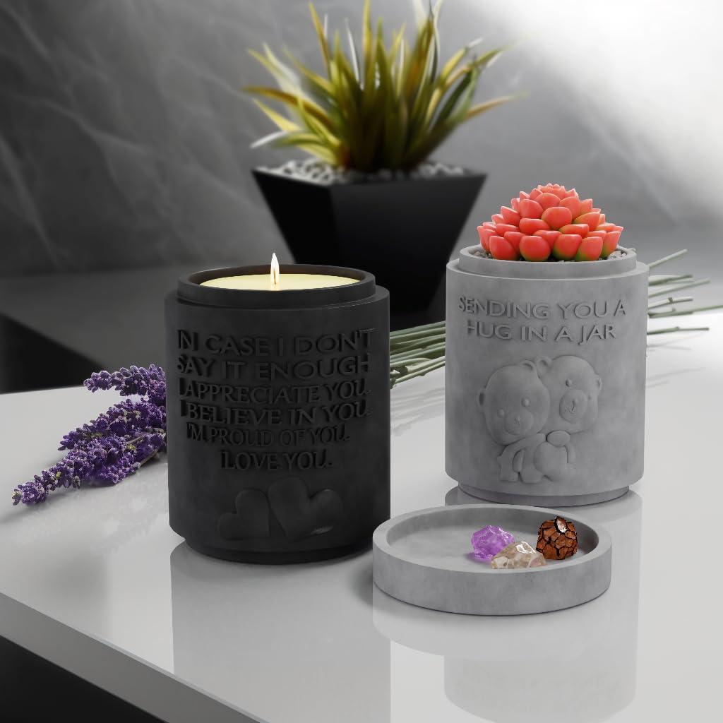 Planter lid shown as a water collection tray beside the candle.