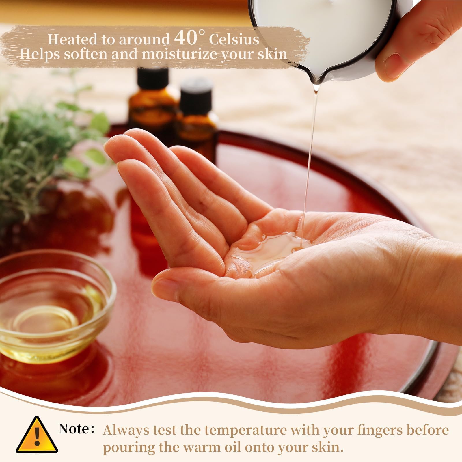 Warm melted massage oil ready for skin application
