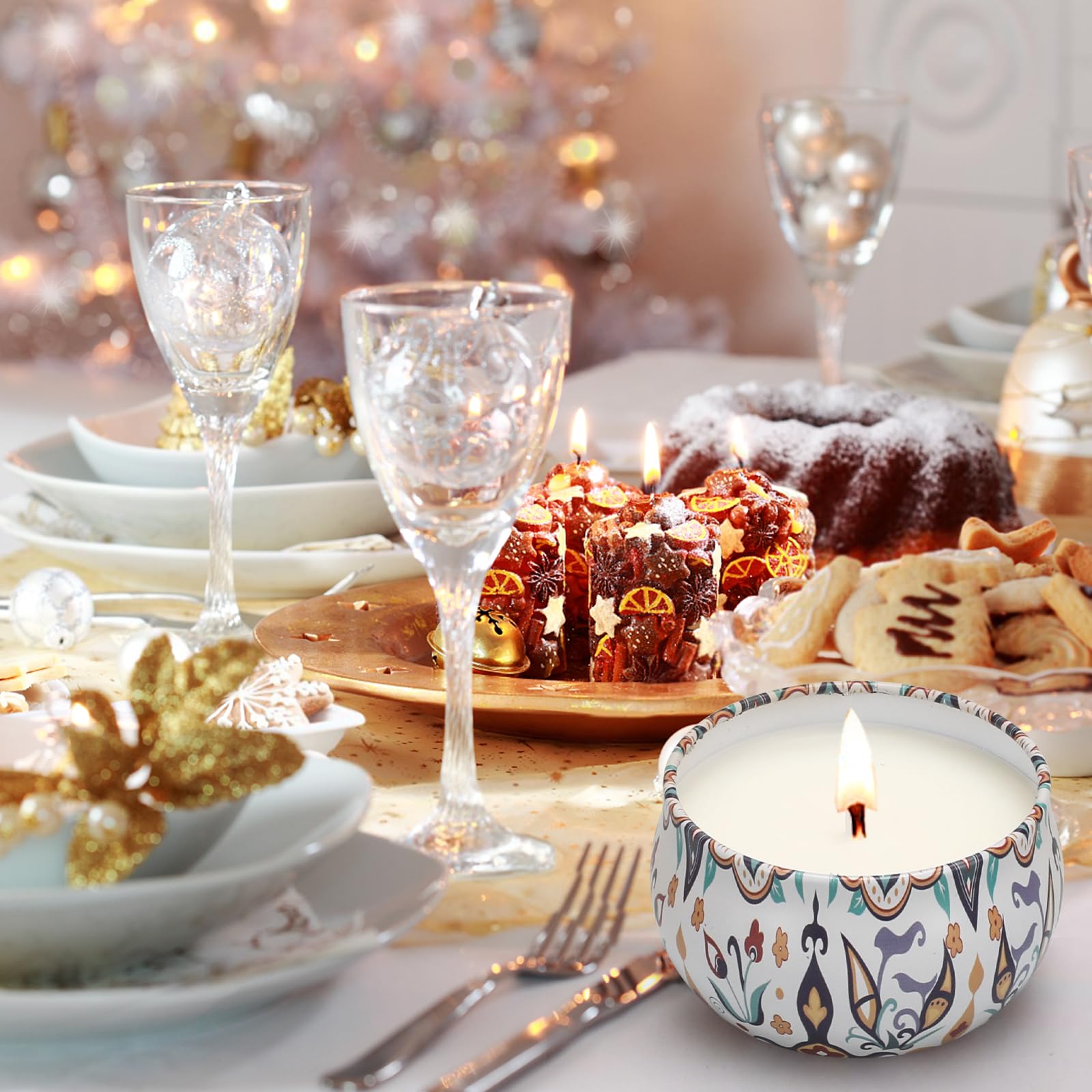 Each candle shows 2.5 oz size and 15-20 hour burn time