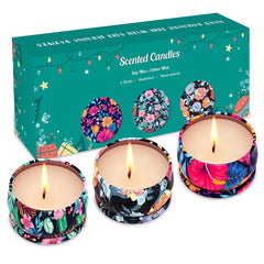 Three-pack home scented candles: cloves, roses and freesia – front view