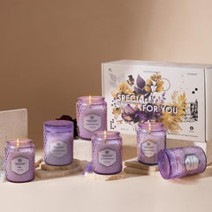 Summer's Night scented candle in embossed purple cup