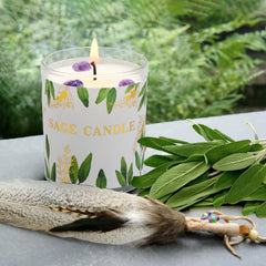 Eco-friendly packaging and labeling of sage candles